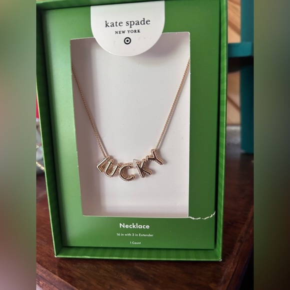 Kate Spade Lucky Necklace Gold Script New in Box Target Collab Coquette
Bubble - Picture 11 of 12